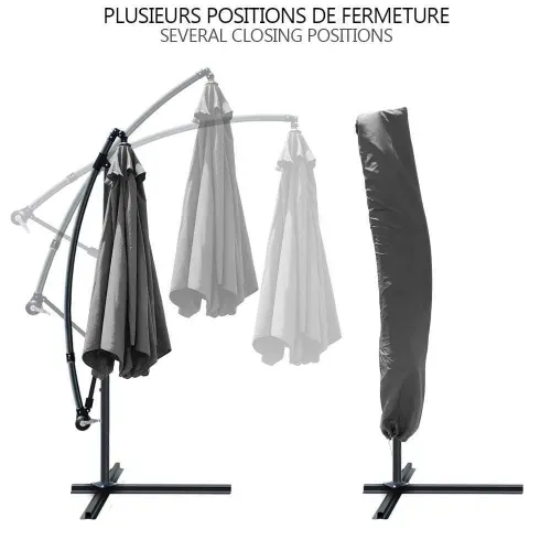 Parasol Deporte 3m Gris Fonce Avec Housse De Protection