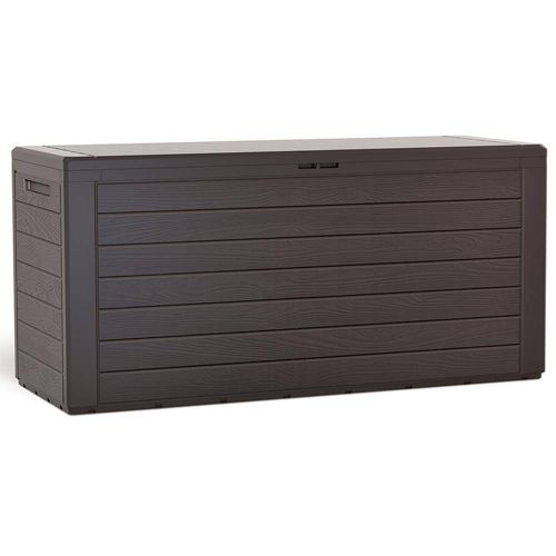 Coffre De Rangement Exterieur 280l En Pp 116x44x55cm Style Bois Marron