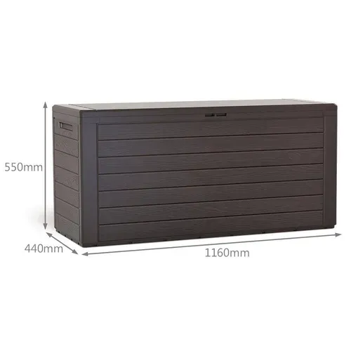 Coffre De Rangement Exterieur 280l En Pp 116x44x55cm Style Bois Marron