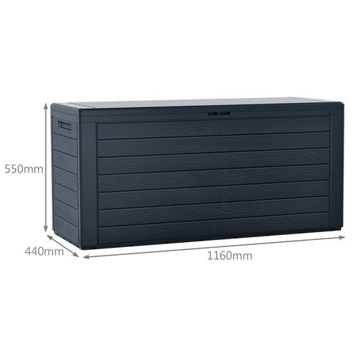 Coffre De Rangement Extérieur 280l  En Pp 116x44x55cm Style Bois Anthracite