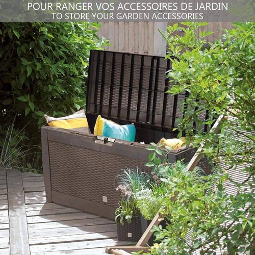 Coffre De Rangement Extérieur 310l  En Pp 119x48x60 cm Style Polyrotin Marron