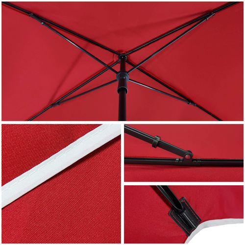 Parasol Rectangulaire 2x1.25m Avec Housse De Protection Rouge