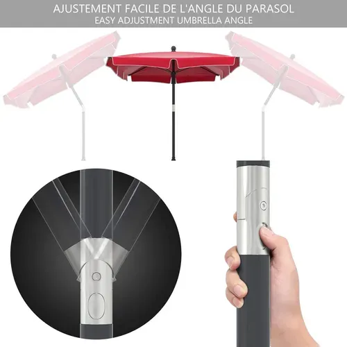 Parasol Rectangulaire 2x1.25m Avec Housse De Protection Rouge