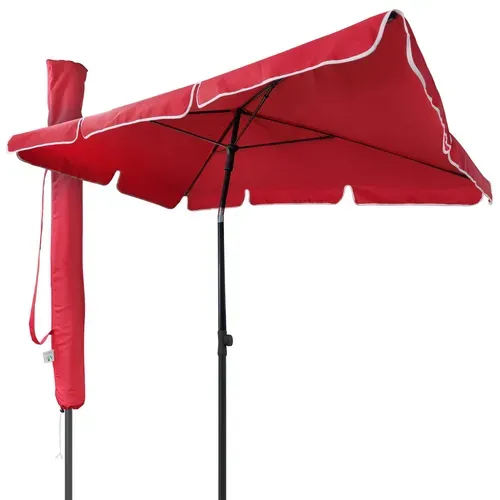Parasol Rectangulaire 2x1.25m Avec Housse De Protection Rouge