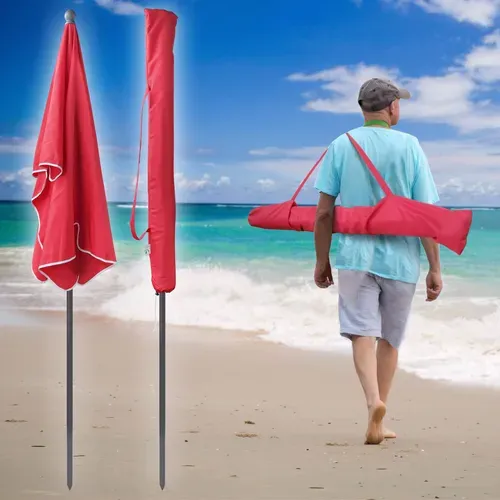 Parasol Rectangulaire 2x1.25m Avec Housse De Protection Rouge
