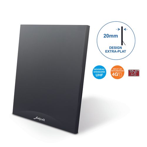 Antenne D'intérieur HD Extra-plate 47 dB - Noire