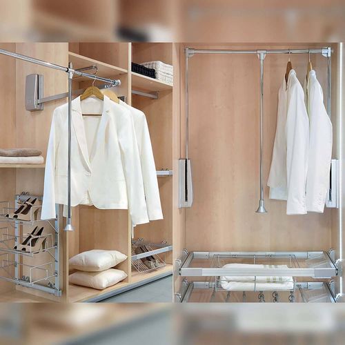 Penderie Rabattable Chromée Pour Armoire Hang Largeur Réglable De 45 à 60 Cm