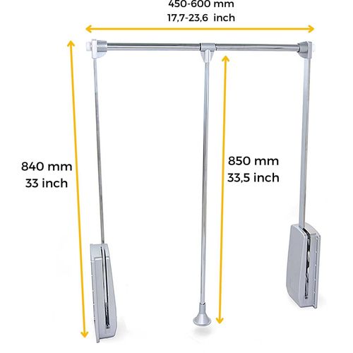 Penderie Rabattable Chromée Pour Armoire Hang Largeur Réglable De 45 à 60 Cm