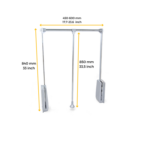 Penderie Rabattable Chromée Pour Armoire Hang Largeur Réglable De 45 à 60 Cm