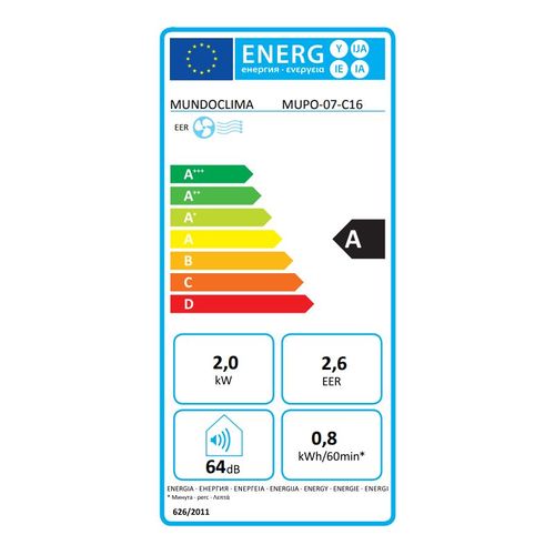 Climatiseur Mobile Compact Blanc 7000 BTU Classe A 64db Mupo-07-h16