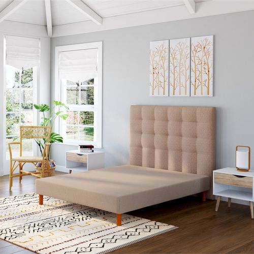 Sommier tissu 160x200 cm FLEX ROYAL beige vue d'ambiance 1