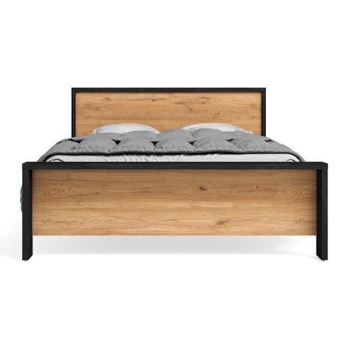 Lit 140x190 cm TRAVIS imitation chêne et noir