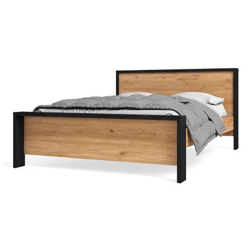 Lit 140x190 cm TRAVIS imitation chêne et noir