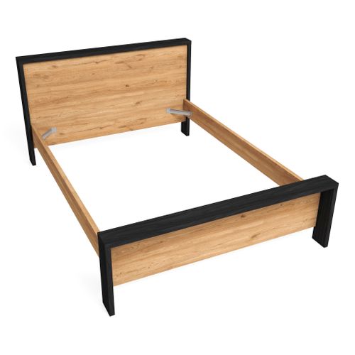 Lit 140x190 cm TRAVIS imitation chêne et noir