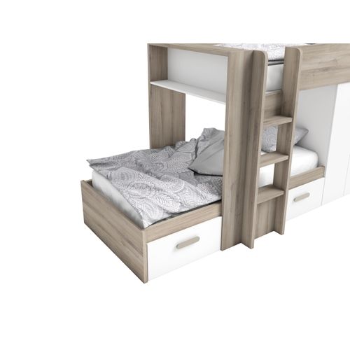 Lit superposé 2x90x190 cm LUPY 2 Imitation chêne et blanc vue détaillée