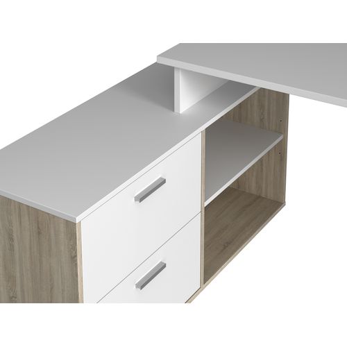 Bureau d'angle WRITE Imitation chêne et blanc