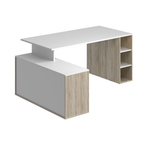 Bureau d'angle WRITE Imitation chêne et blanc