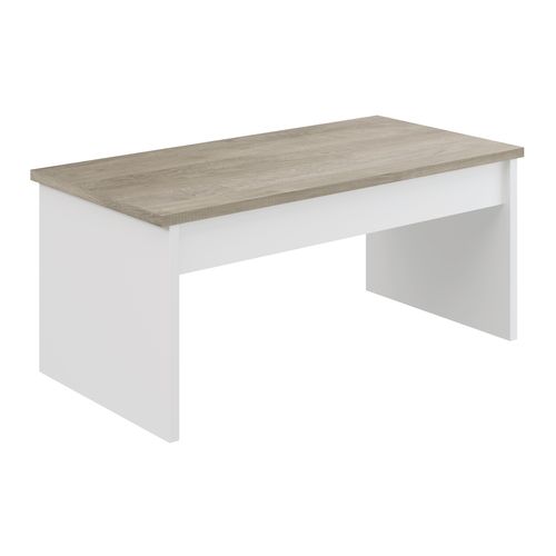 Table basse avec plateau relevable YANA Blanc et imitation chêne