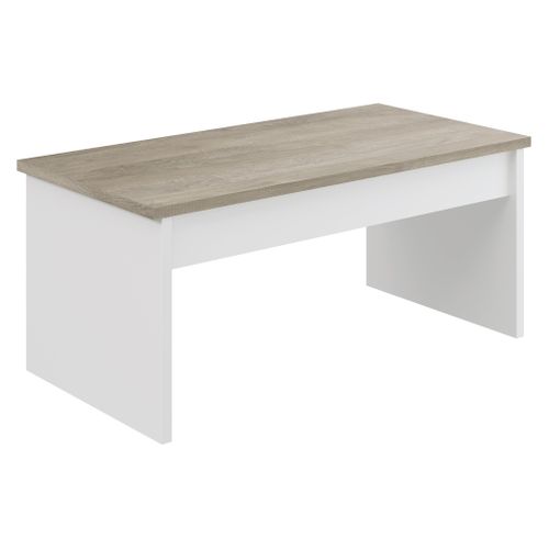 Table basse avec plateau relevable YANA Blanc et imitation chêne