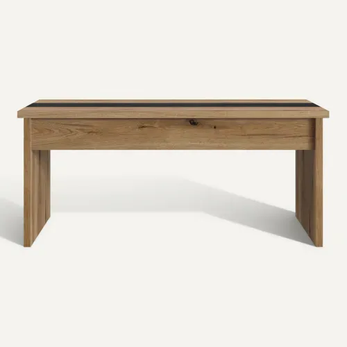 Table basse avec plateau relevable YANA Imitation chêne et noir vue de face