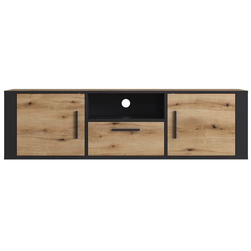 Meuble TV LOKI Imitation chêne et noir