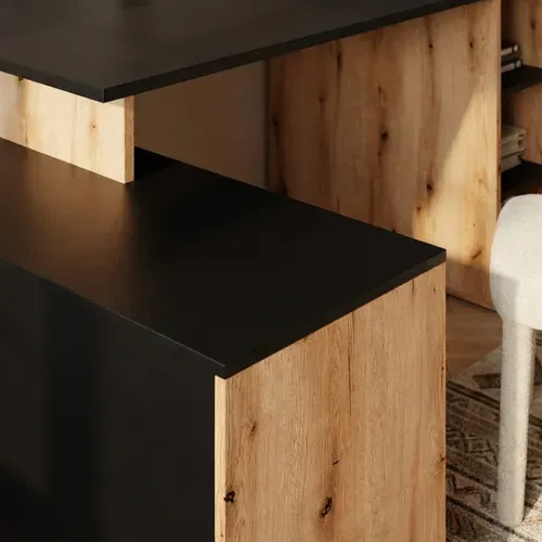 Bureau d'angle WRITE Imitation chêne et noir mat