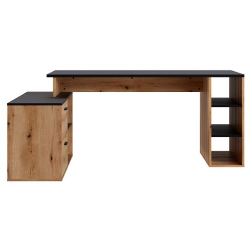 Bureau d'angle WRITE Imitation chêne et noir mat