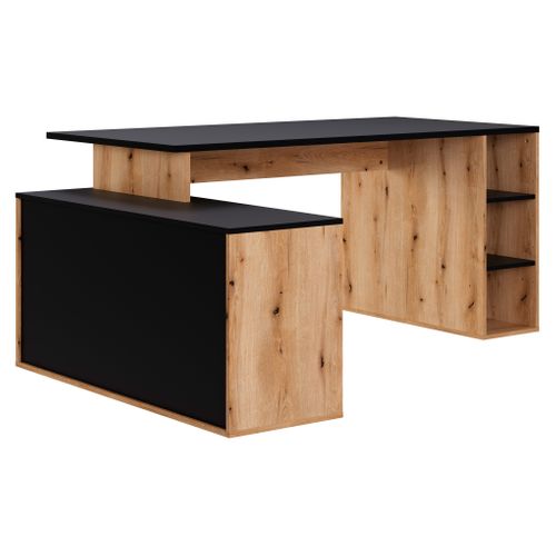 Bureau d'angle WRITE Imitation chêne et noir mat