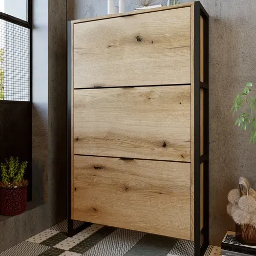 Meuble à chaussures ZOE imitation chêne rustique