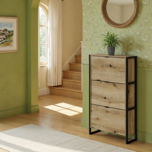 Meuble à chaussures ZOE imitation chêne rustique