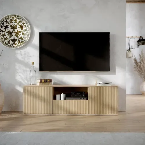 Meuble TV TASSO 180cm imitation chêne