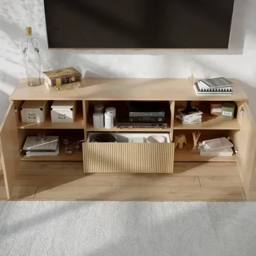 Meuble TV TASSO 180cm imitation chêne