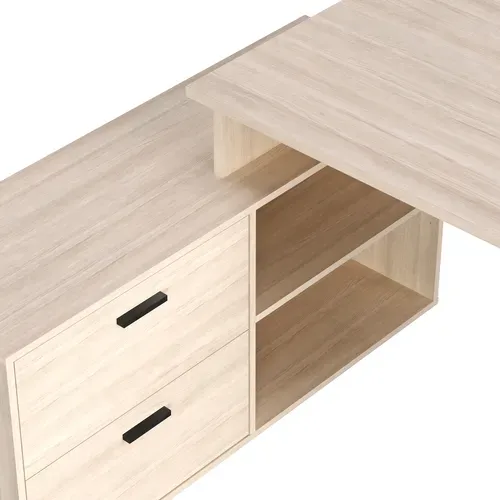 Bureau d'angle avec rangements imitation chêne WRITE