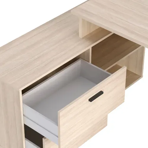 Bureau d'angle avec rangements imitation chêne WRITE