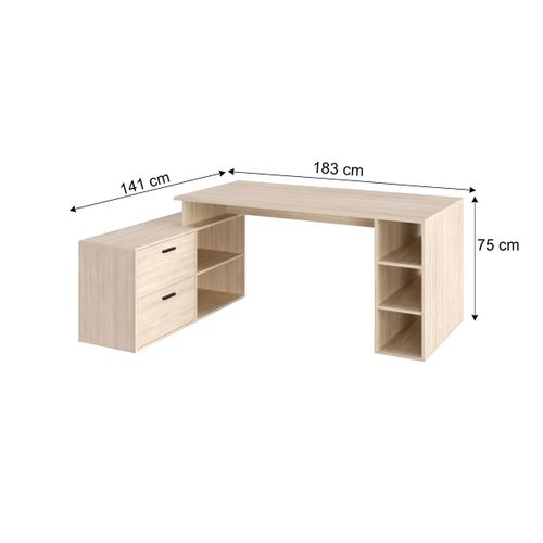 Bureau d'angle avec rangements imitation chêne WRITE