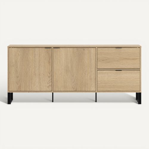 Buffet 2 portes L. 175 cm ASPEN imitation chêne vue de face