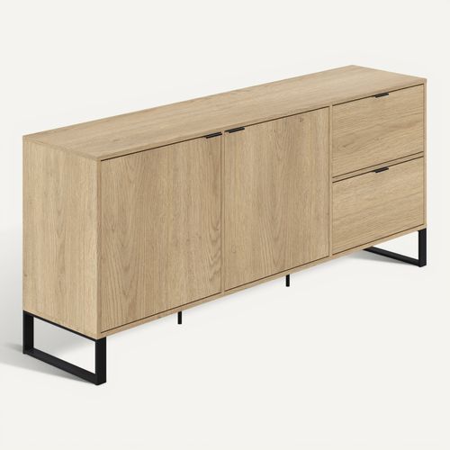 Buffet 2 portes L. 175 cm ASPEN imitation chêne vue 3/4