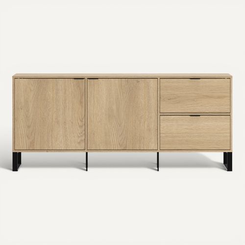 Buffet 2 portes L. 175 cm ASPEN imitation chêne vue de derrière