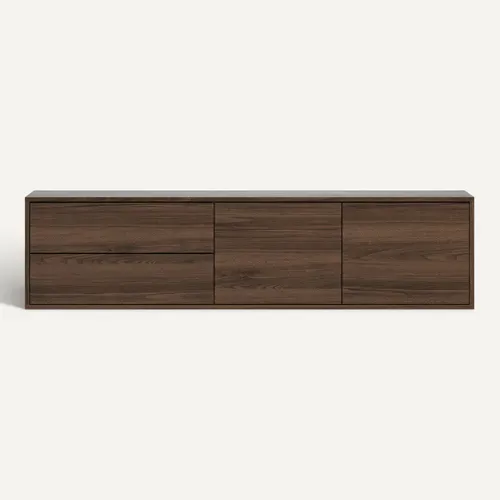 Meuble TV L.160 cm MINO imitation noyer vue de derrière