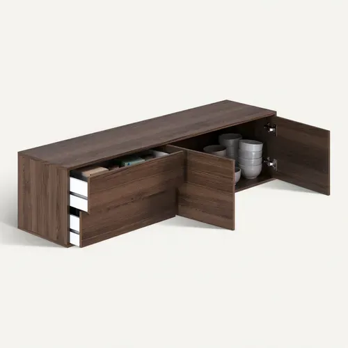 Meuble TV L.160 cm MINO imitation noyer
