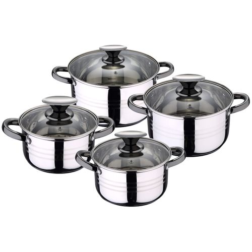Batterie De Cuisine À Induction En Acier  De 8 Pièces Avec Jeu De 4 Couteaux De Cuisine En Acier