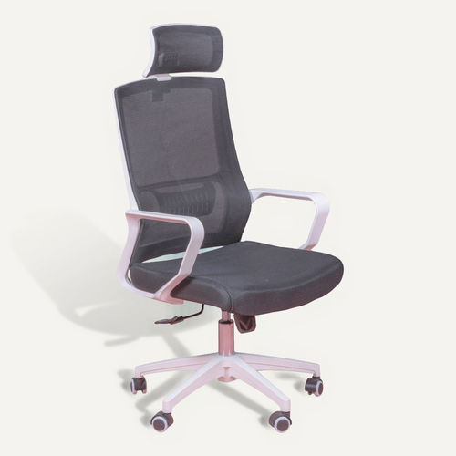 Chaise De Bureau En Mesh Respirante Et Appui-tête Réglable - Mesh, Noir, H.114cm, L.60cm, P.58cm