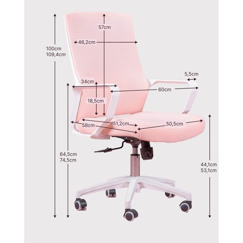 Chaise De Bureau Réglable En Mesh Respirante - Mesh, Gris, H.100cm, L.60cm, P.58cm