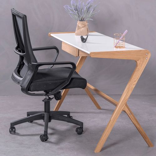 Chaise De Bureau  Réglable En Mesh Respirante Finitions Noires - Mesh, Noir, H.99cm, L.60cm, P.58cm