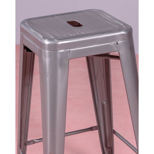 Lot De 4 Tabourets En Métal 66cm De Haut - Bistro, Métal-clair, H.68cm, L.41cm, P.41cm