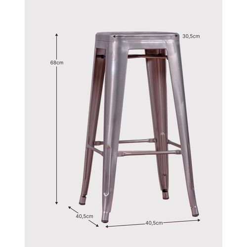 Lot De 4 Tabourets En Métal 66cm De Haut - Bistro, Métal-clair, H.68cm, L.41cm, P.41cm