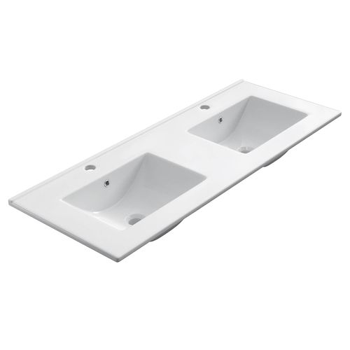 Meuble De Salle De Bain 120cm Double Vasque - 4 Tiroirs - Balea - Bambou (chêne Clair)