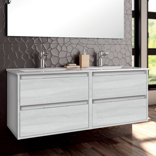 Meuble De Salle De Bain 120cm Double Vasque - 4 Tiroirs - Sans Miroir - Iris - Hibernian
