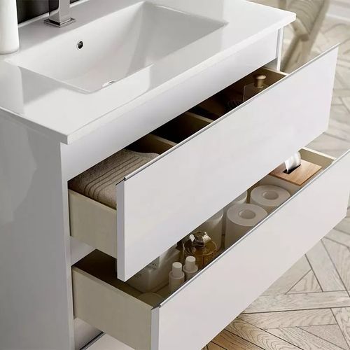 Ensemble Meuble De Salle De Bain 120cm Double Vasque + Colonne De Rangement - Balea - Blanc