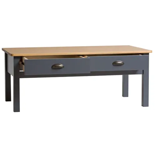 Table basse campagne MAYA Bois massif gris vue de profil